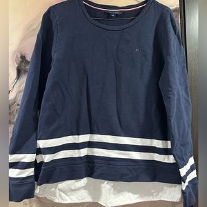 Tommy Hilfiger Women’s long sleeve pullover sz L/G navy/white